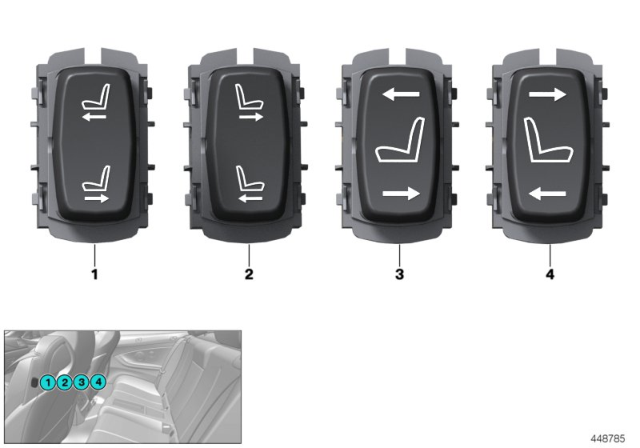 2019 BMW 440i Switch, Seat Adjustment Diagram 3