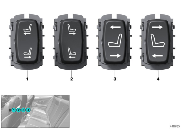 2017 BMW 440i Switch, Seat Adjustment Diagram 3