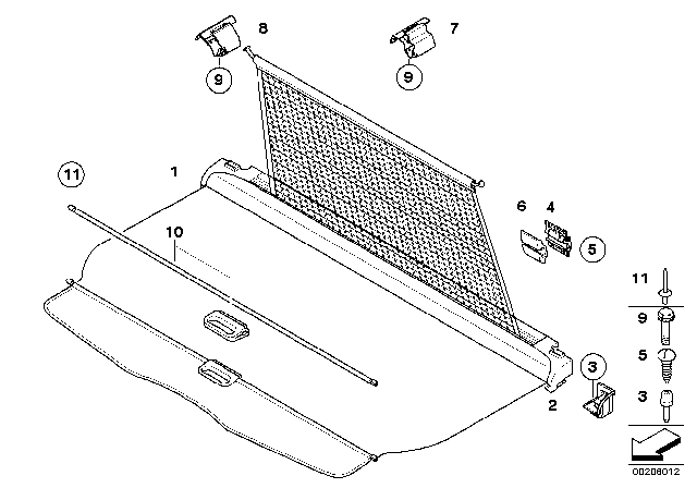 2007 BMW 530xi Combination Roller Blind Diagram for 51479119690