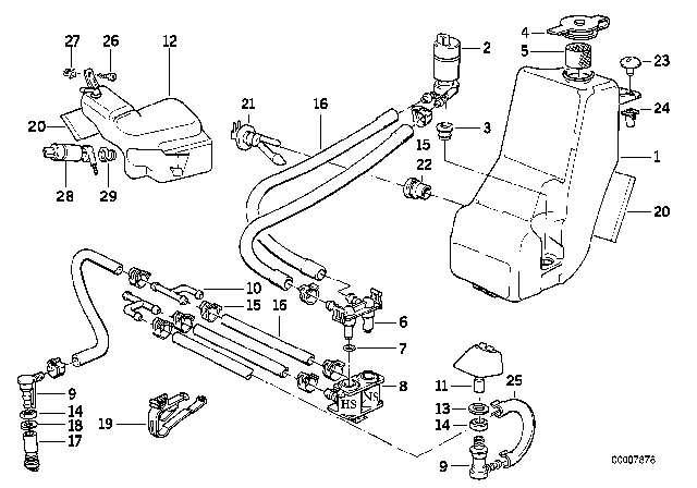 1995 BMW 525i Single Parts For Head Lamp Cleaning Diagram