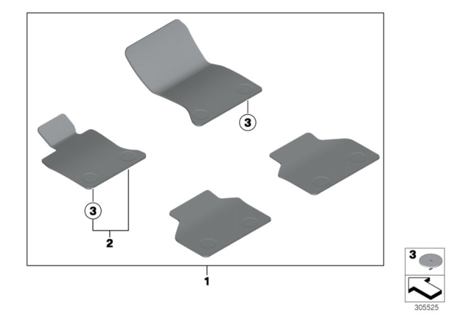 2014 BMW 550i GT Floor Mats Velours Diagram