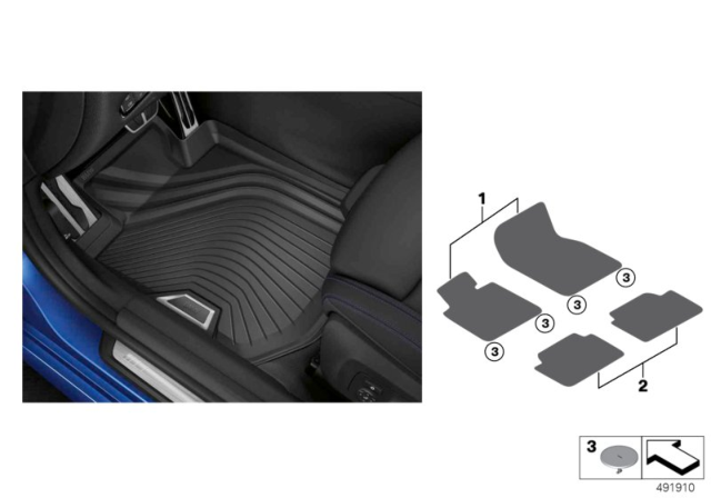 2020 BMW M340i Floor liner Diagram