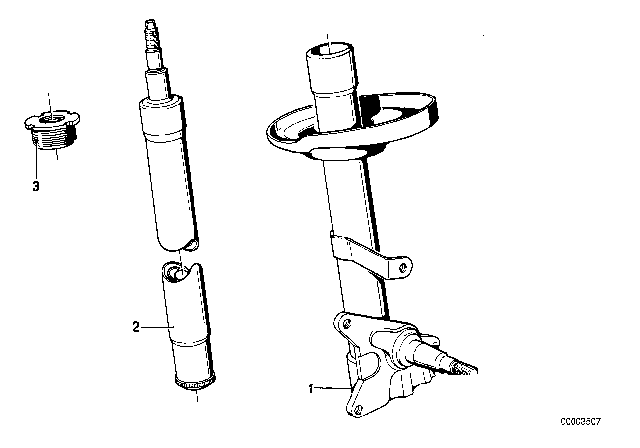 1981 BMW 528i Front Spring Strut / Shock Absorber Diagram