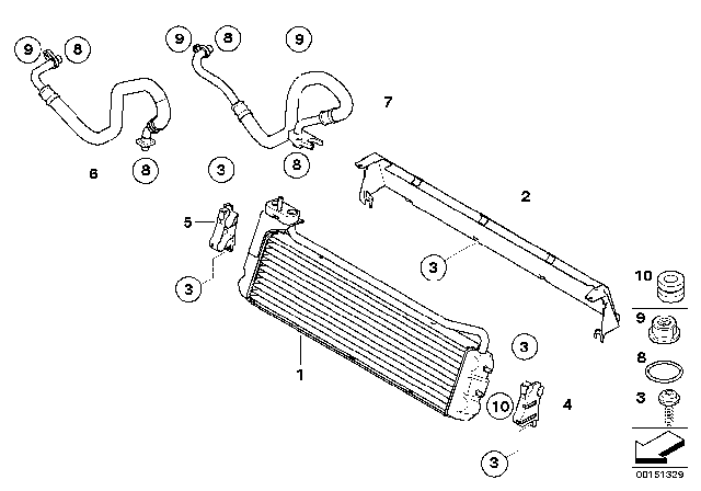 2010 BMW M5 Engine Oil Cooler / Oil Cooler Line Diagram