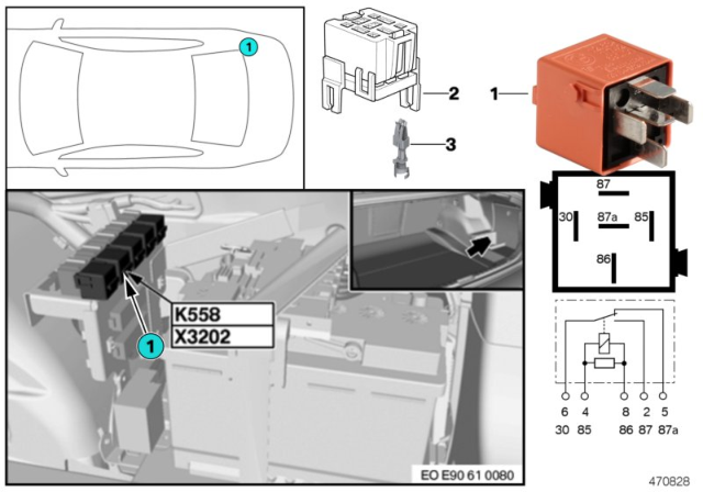 2011 BMW 328i xDrive Relay, Terminal Diagram 1