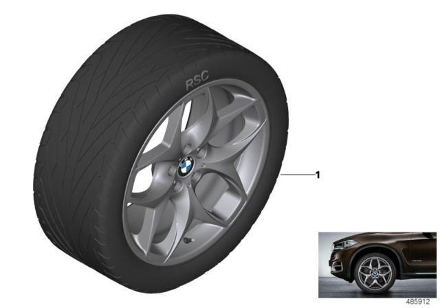 2009 BMW X5 BMW LA Wheel, Double Spoke Diagram