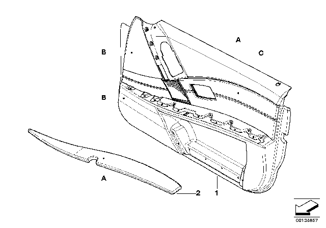 2007 BMW M5 Individual Front Door Trim Panel Diagram 1