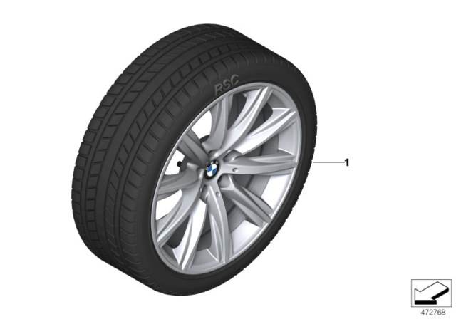 2019 BMW 530e Winter Wheel With Tire V-Spoke Diagram 3