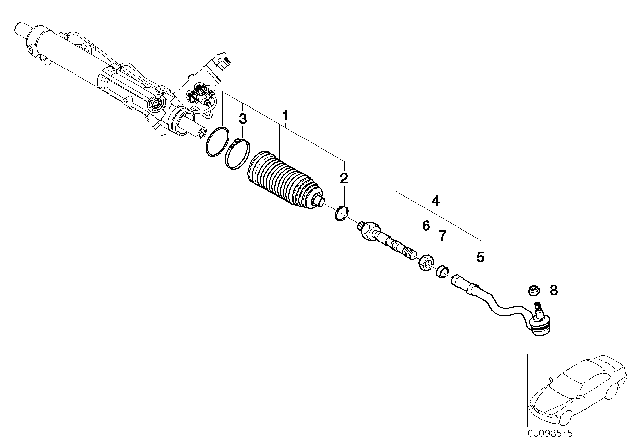 2005 BMW X5 Steering Linkage / Tie Rods Diagram