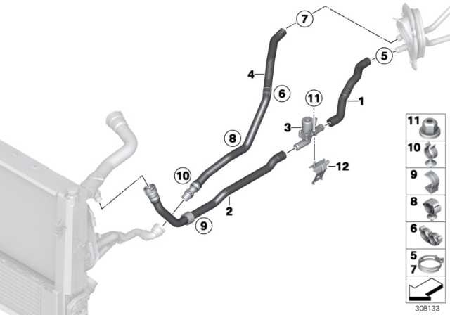 2015 BMW 428i Cooling Water Hoses Diagram 2