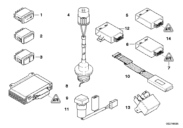 2008 BMW 328i Modules / Switch / Charger Socket, Official Diagram