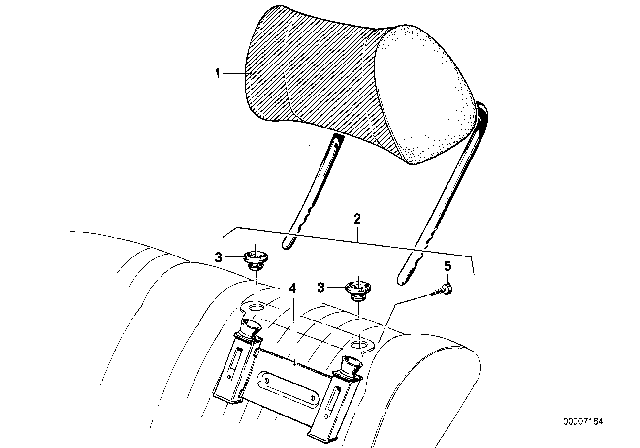 1988 BMW 535i Headrest, Rear Diagram