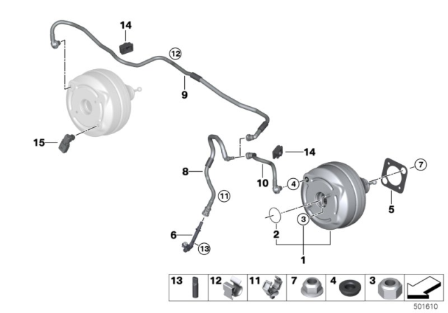 2020 BMW 330i xDrive Brake Servo Unit / Mounting Diagram