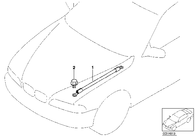 2006 BMW X5 4.4i(E53) Earth Strap For Engine Hood Diagram