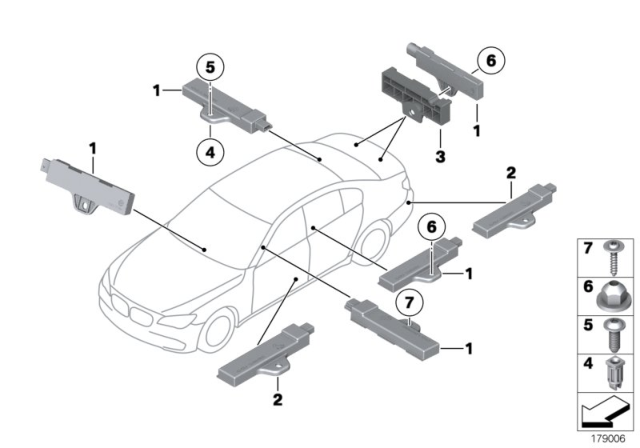 2012 BMW Alpina B7 Single Parts, Aerial, Comfort Access Diagram