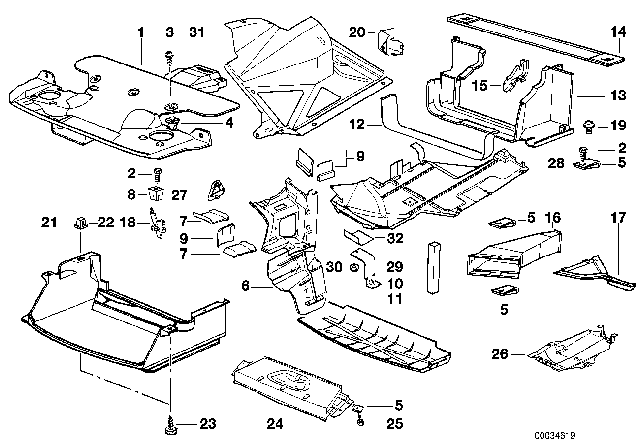 1998 BMW 318i Covering Left Diagram for 51718135933