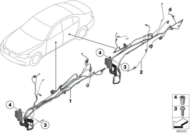 2012 BMW Alpina B7 Door Wiring Harness, Rear Diagram for 61129219982