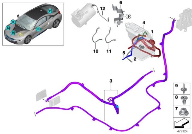 2014 BMW i8 Ground Cable Ekmv Diagram for 61129391496