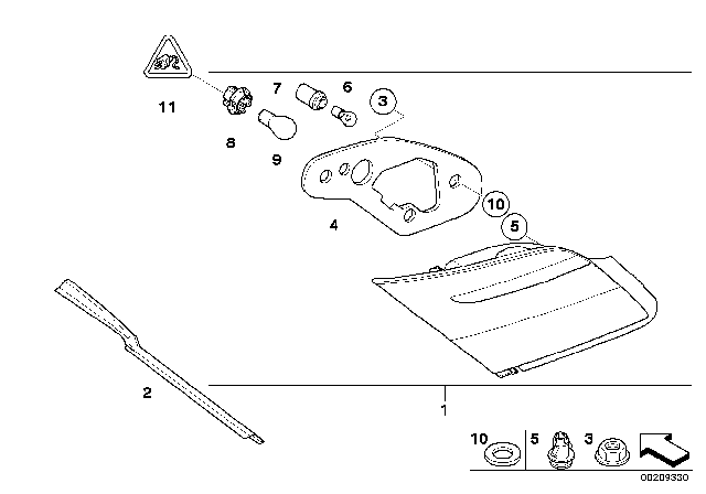 2007 BMW 760Li Tail Light Finisher, Trunk Lid, Left Diagram for 63216937239