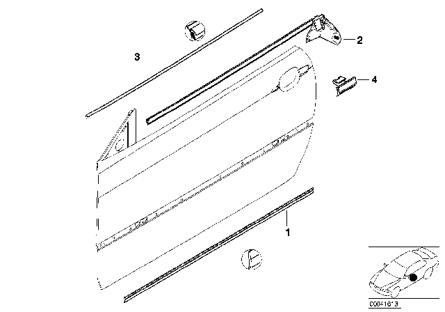 2005 BMW 325Ci Door Weatherstrip Diagram