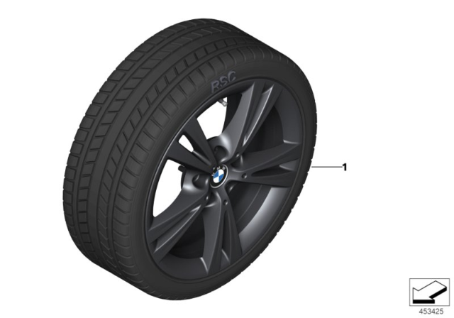 2017 BMW X1 Winter Wheel With Tire Double Spoke Diagram 1