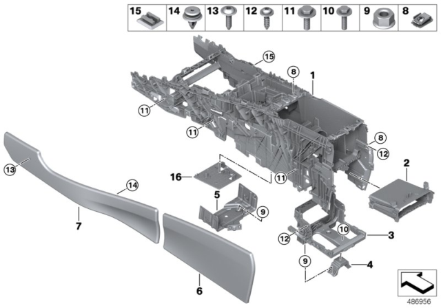 2016 BMW X5 Carrier, Centre Console Diagram