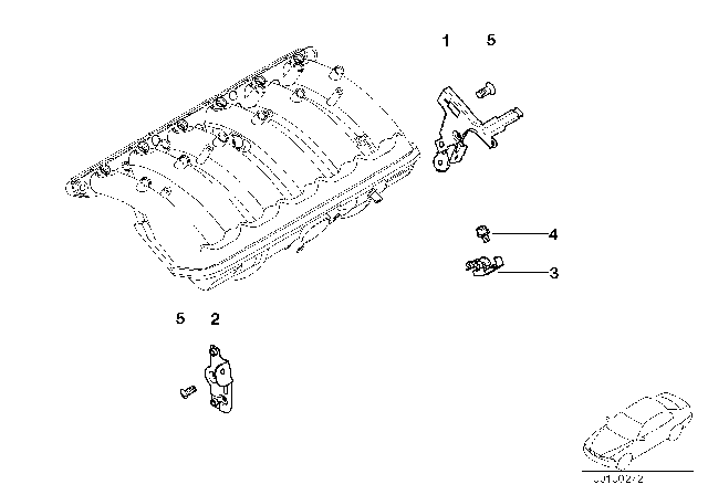2004 BMW 325i Fuel Pipe Bracket Diagram for 11617527402