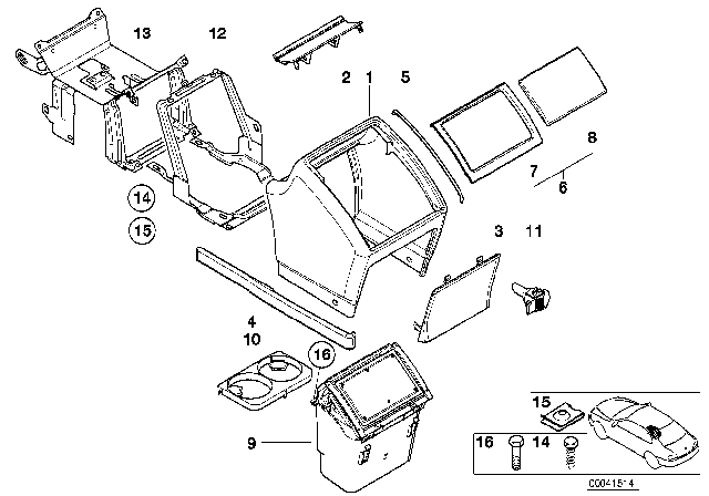 2000 BMW M5 Cover, Rear Console, Rear Diagram for 51168241555