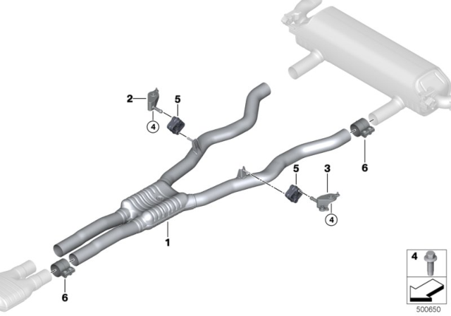 2020 BMW 840i xDrive Gran Coupe Centre Muffler Diagram