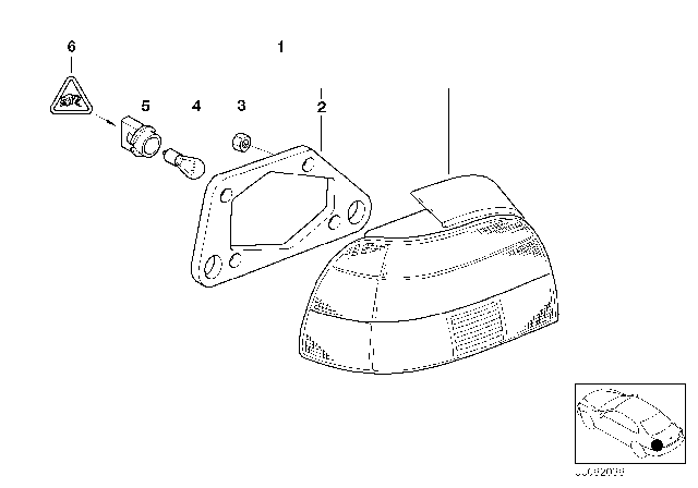 2002 BMW 540i Right Rear Light, White Turn Indicator Diagram for 63216902530