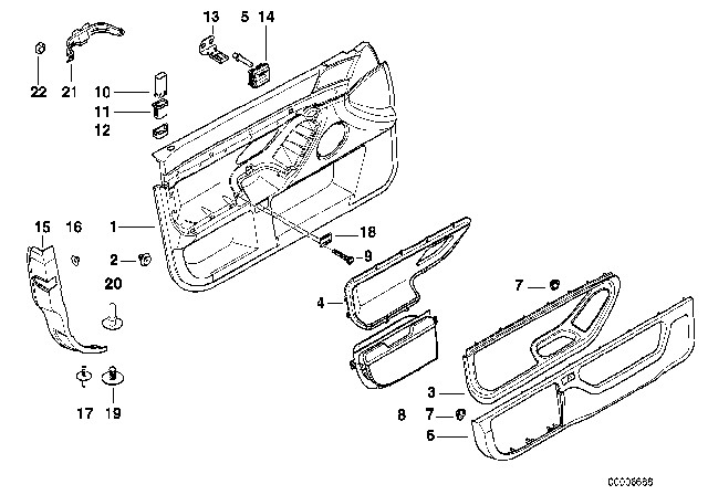 1997 BMW 750iL Door Trim Panel Diagram 1