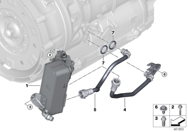 2018 BMW 540i Transmission Oil Cooler / Oil Cooler Line Diagram