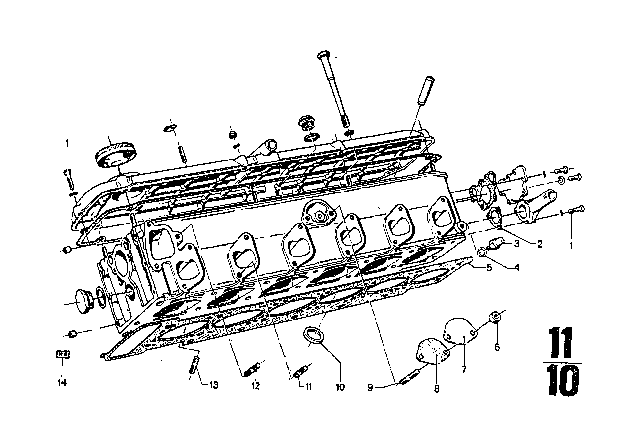 1972 BMW 3.0CS Cylinder Head Cover / Mounting Parts Diagram 2