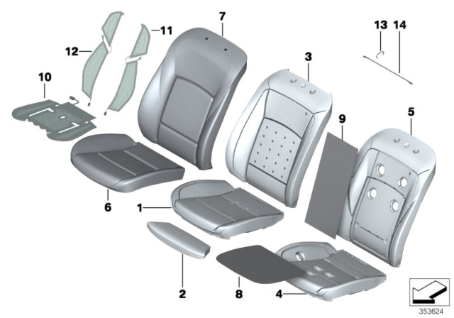 2015 BMW M5 Comfort Seat Upholstery, Right Diagram for 52107849586