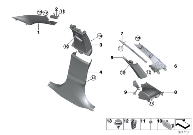 2016 BMW 428i Gran Coupe RETAINER, TRIM FOR D-PILLAR Diagram for 51437311223