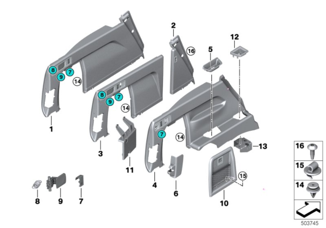 2019 BMW X5 Trunk Trim Panel Diagram