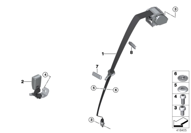 2015 BMW 428i Safety Belt Rear Diagram