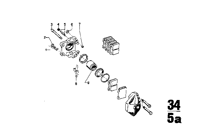 1971 BMW 3.0CS Rear Brake - Scheibenbremse Diagram 1