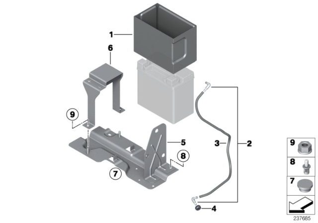 2018 BMW 650i Battery Holder And Mounting Parts Diagram