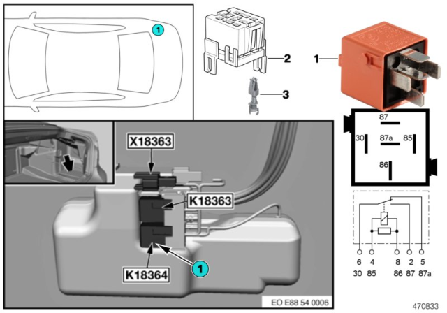 2010 BMW 135i Relay, Soft Top Diagram 2