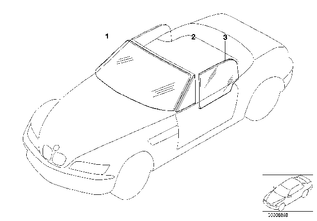1997 BMW Z3 Glazing Diagram