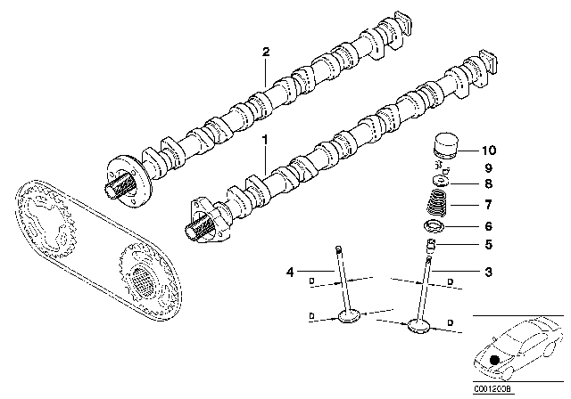 2001 BMW Z3 Valve Timing Gear, Camshaft Diagram