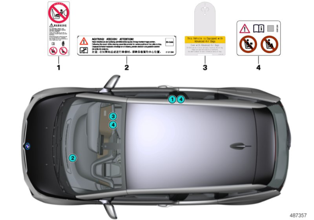 2014 BMW i3 Instruction Notice, Airbag Diagram