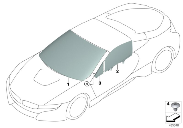 2020 BMW i8 Side Window Glass Fixed Front Door Right Diagram for 51337457868