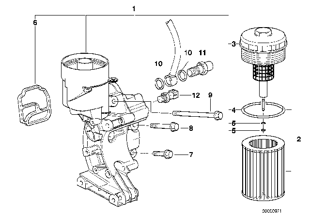 1998 BMW 328i Lubrication System - Oil Filter Diagram