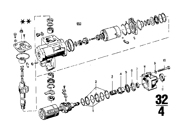 1971 BMW 2800CS Gasket Set Hydro Steering Diagram for 32131106752