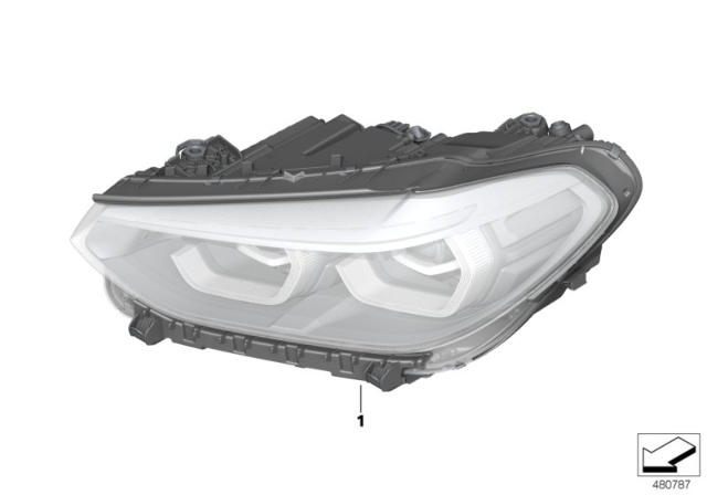 2019 BMW X3 Headlight Led Right Diagram for 63117466122