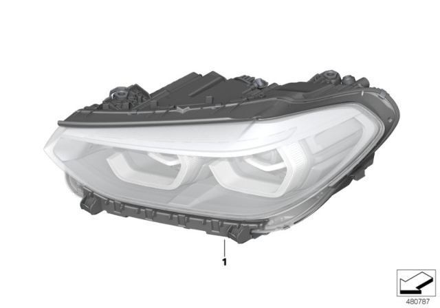 2020 BMW X4 High Led Headlight, Left Diagram for 63117466117