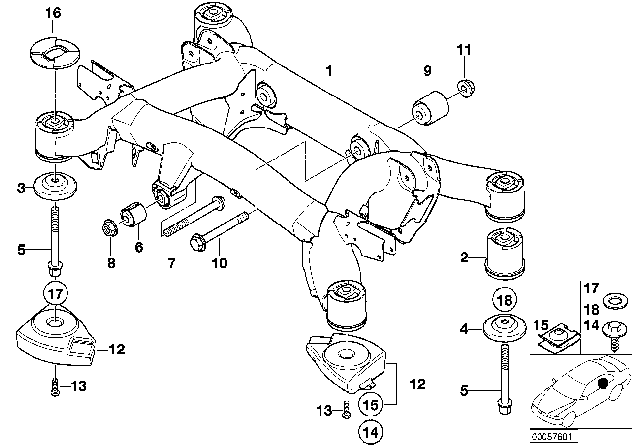 2002 BMW 525i Rear Axle Carrier Diagram