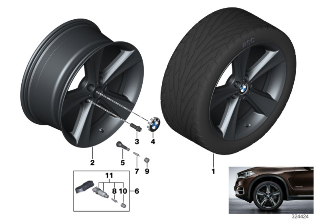 2016 BMW X5 BMW Light Alloy Wheel, Spider Spoke Diagram